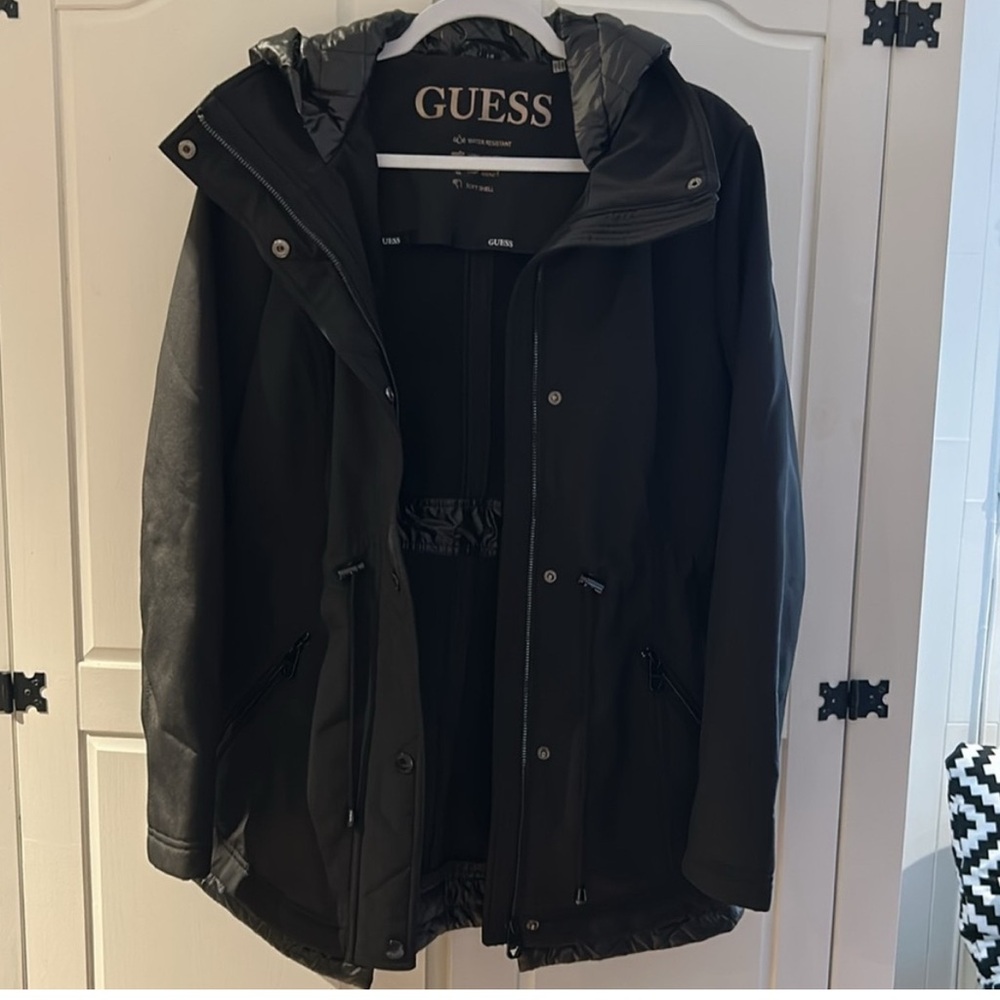 Guess Black Anorak Jacket with Hood and Weather-Resistant Fabric - Brand New - Picture 9 of 9